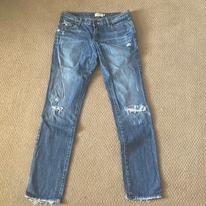 A&F “Erin” Size 8 Long - style is straight & distressed denim